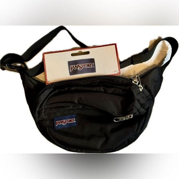 JANSPORT Fifth Avenue Black Nylon Small Fanny Pack Belt Bag 2.5"x12.5"x4" NEW - Picture 3 of 4